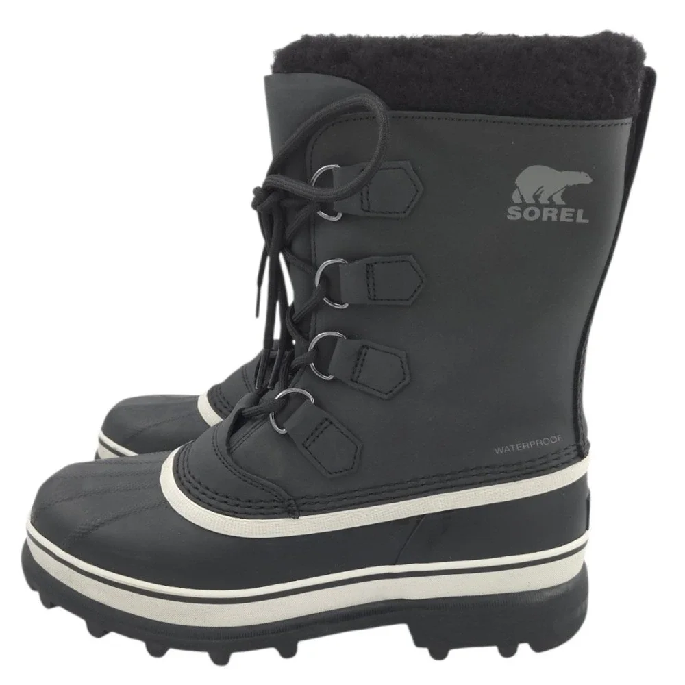 Sorel Caribou Boots Mens 8 Black Waterproof Insulated Winter Snow Shoes NEW